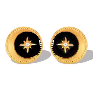 1 pair classic series retro sun/moon stainless steel  gold plated rhinestone women stud earrings h5 Picture5
