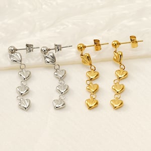 1 pair simple series classic tassel stainless steel  gold plated women drop earrings h5 Picture4