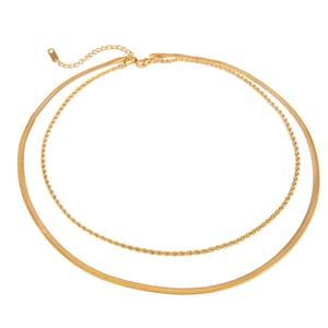 1 Stück Simple Series Lässige ringförmige Edelstahl-Halsketten mit 18 Karat Goldbeschichtung für Damen h5 Bild7