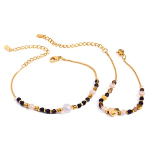 1 piece simple series elegant beads stainless steel  gold plated natural stone women charm bracelets h5 Picture5