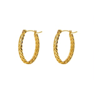 1 paar simple series simple strip titanium staal  goud vergulde dames creolen h5 Afbeelding6