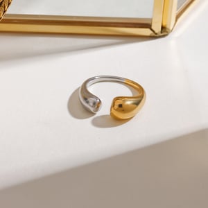 1 Piece Concise Series Mixed Color Stainless Steel Gold &Silever Color Women's Single Rings h5 Picture5