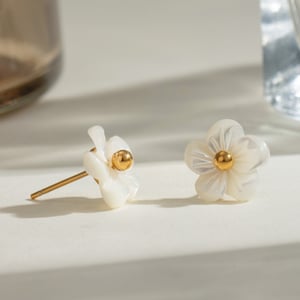 1 pair romantic series sweet flower stainless steel  gold plated women stud earrings h5 Picture3