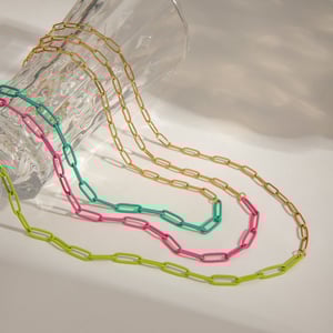 1 Piece Polychrome Series Vogue Contrast Color Stainless Steel Gold Color  Women's Chain Necklaces h5 Picture7