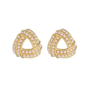 1 Paar Creolen aus der Romantischen Serie im Retro-Stil, geometrischer Edelstahl, 18 Karat vergoldet, künstliche Perlen, für Damen h5 Bild5