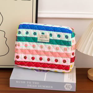 1 Pair Colorful Series Rainbow Cute Polka Dots Portable Large Capacity With Random Printing Design Women's Cosmetic Bags h5 Picture5