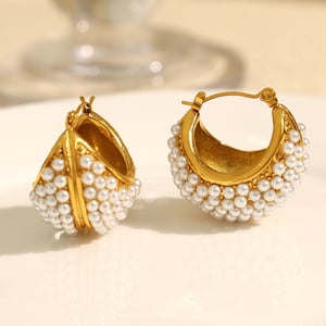 1 Pair Luxurious Series Classic Geometric Titanium Steel   Gold Color  Women's Hoop Earrings h5 Picture4