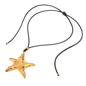cross-border  style women's  gold stainless steel oversized retro threaded starfish pendant necklace jewelry  h5 Picture5