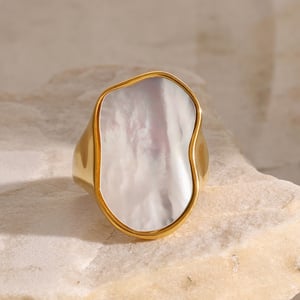 1 Paar Simple Series Simple Turtle Edelstahl 18 Karat vergoldet Muschel Damen Einzelring h5 Bild3