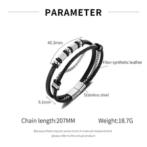 Pulseras de acero inoxidable para hombre, diseño geométrico punk, serie simple, 1 pieza h5 Imagen10