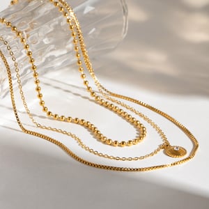 1 piece classic series elegant annular stainless steel  gold plated rhinestone women layered necklaces h5 Picture4