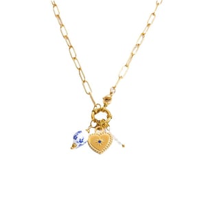 1 Piece Classic Series Porcelainous Heart Random Letters Stainless Steel Gold Color Artificial Pearl Women's Pendant Necklaces h5 Picture8