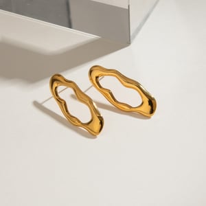 1 pair classic series  irregular oval stainless steel gold color women's stud earrings h5 Picture4