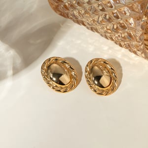  style 18 karat gold edelstahl mitte glatte hanfseilkante runde ohrringe edelstahl kein ausbleichen antiallergischer schmuck h5 Bild5