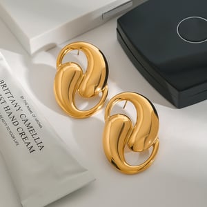 1 pair gorgeous series  shape stainless steel gold color women's stud earrings h5 Picture5