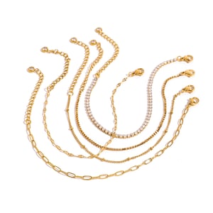 1 piece simple series  line stainless steel  gold plated rhinestone women chain bracelets h5 Picture5