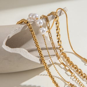 1 piece luxurious series elegant geometric stainless steel  gold plated women chain bracelets h5 Picture5