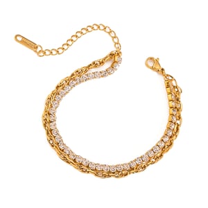 1 piece luxurious series simple geometric stainless steel  gold plated rhinestone women chain bracelets h5 Picture6