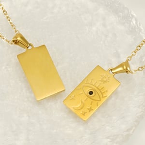 1 piece classic series retro sun/moon titanium steel  gold plated unisex pendant necklaces h5 Picture5