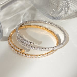 1 Stück luxuriöse Serie Sexy ringförmige Edelstahl vergoldete Damenarmreifen h5 Bild4