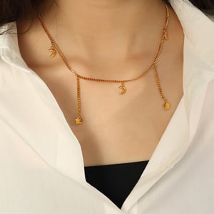 1 piece simple series simple sun/moon stainless steel  gold plated women pendant necklaces h5 Picture5