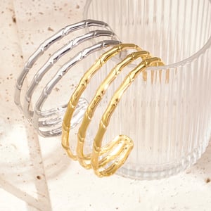 1 Stück Simple Series Classic Strip Edelstahl Goldfarben Damen Armreifen h5 Bild5