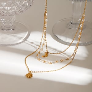1 stück luxuriöse serie  style star edelstahl gold farbe damen layered halsketten h5 Bild6