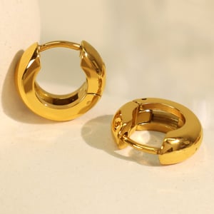 1 pair simple series classic solid color stainless steel  gold plated women hoop earrings h5 Picture4