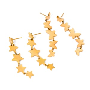 europäischer und amerikanischer grenzüberschreitender -stil, schlichter 18 karat gold-edelstahl, glatte ganze schnur, kleine schmetterlingsquasten-ohrringe, ohrschmuck für frauen h5 Bild6