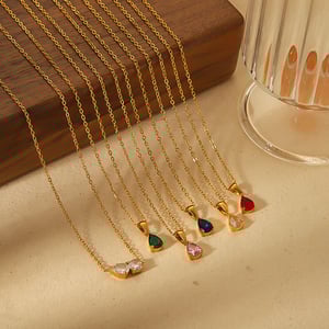 1 piece simple series simple droplet  gold plated zircon women pendant necklaces h5 Picture3