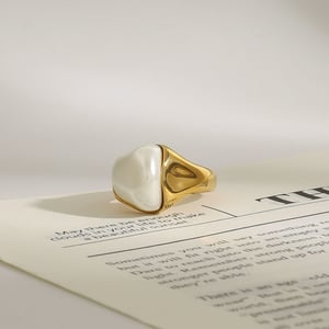 1 stück klassische serie  unregelmäßiger edelstahl goldfarbene damen-einzelringe h5 Bild5