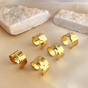 1 Piece Designable Series Chic Flower Dangle Stainless Steel Gold Color Women's Adjustable Rings h5 Picture4