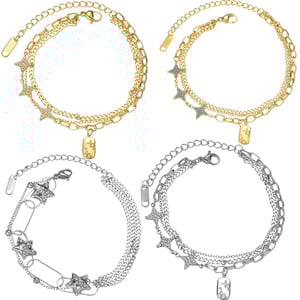 1 Stück Simple Series Daily Patchwork Edelstahl Damen Charm Armbänder h5 Bild2