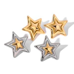 1 paar simple series  style pentagramm edelstahl 18 karat vergoldet damen ohrstecker h5 Bild5