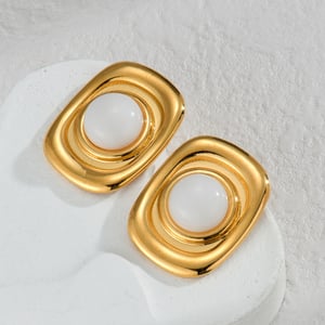 1 Paar romantische Serie elegante geometrische Edelstahl 18 Karat vergoldet Frauen Ohrstecker h5 Bild4