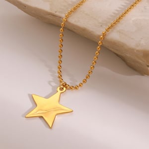 1 Piece Modern Series Daily Solid Pentagram Stainless Steel Gold Color Women's Pendant Necklaces h5 Picture4