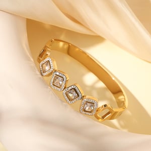 1 Piece Luxurious Series Elegant Square Stainless Steel Gold Color Women's Bangles h5 Picture6