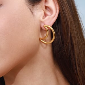 1 paar simple series  style moon edelstahl goldfarben damen ohrstecker h5 Bild7