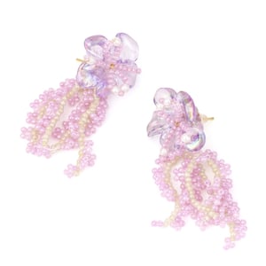 1 Pair Romantic Niche Beaded Floral Tassel Earrings h5 Picture3