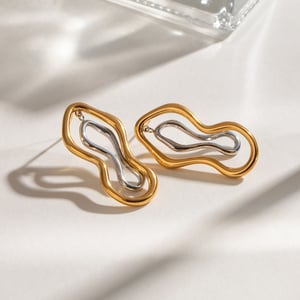 1 pair simple series simple annular stainless steel  gold plated women stud earrings h5 Picture3