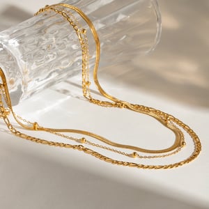 1 piece simple series classic annular stainless steel  gold plated women layered necklaces h5 Picture3