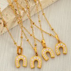 1 piece simple series simple geometric stainless steel  gold plated zircon women pendant necklaces h5 Picture4