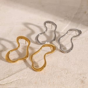 1 Paar Simple Series Einfache geometrische Ohrstecker aus Edelstahl mit 18 Karat Vergoldung für Damen h5 Bild5