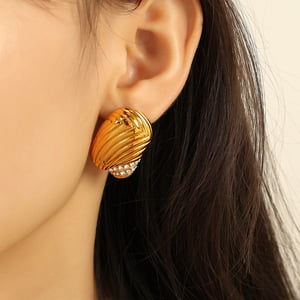 1 pair simple series simple geometric stainless steel  gold plated rhinestone women stud earrings h5 Picture5