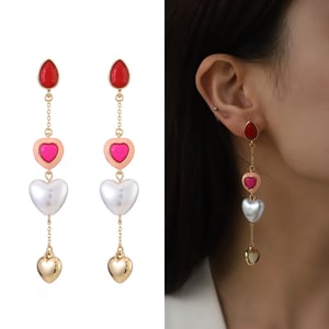 1 Piece Romantic Series Gorgeous Love Heart Polychrome Drop Oil Gold Color Alloy Women's Layered Necklaces h5 Picture4