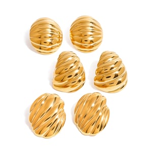 1 Pair Charming Series Exquisite Thread Stainless Steel Gold Color Women's Stud Earrings h5 Picture8