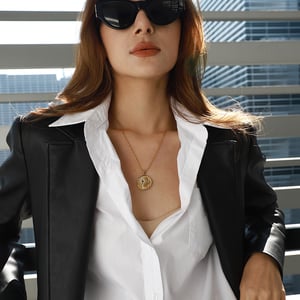 1 Piece Romantic Series Stylish Sun & Moon Pattern Stainless Steel Gold Color Women's Pendant Necklaces h5 Picture5