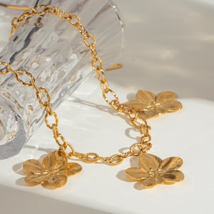 1 piece simple series  style flower stainless steel  gold plated women pendant necklaces h5 Picture3