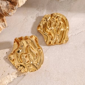 1 pair simple series retro geometric stainless steel  gold plated women stud earrings h5 Picture3