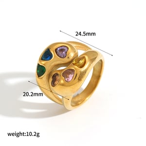 1 Piece Luxurious Series Vogue Natural Droplet Stainless Steel Gold Color Women's Single Rings h5 Picture6